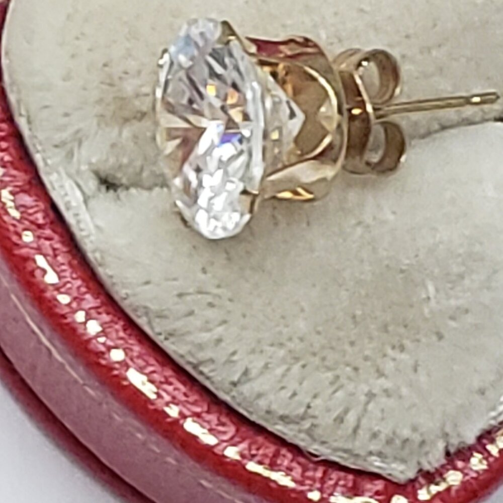 Unisex 14k gold 2.75ct cz single earring stud